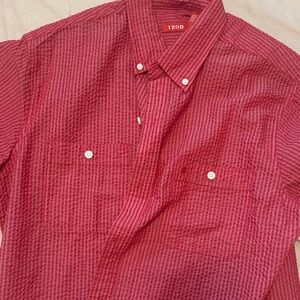 Izod Burgundy Casual Button Down Shirt